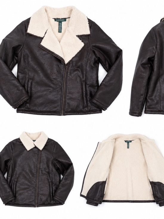 Ralph Lauren Jackets & Blazers - Ralph Lauren Faux Leather & Sherpa Jacket – Brown/Cream – Size L